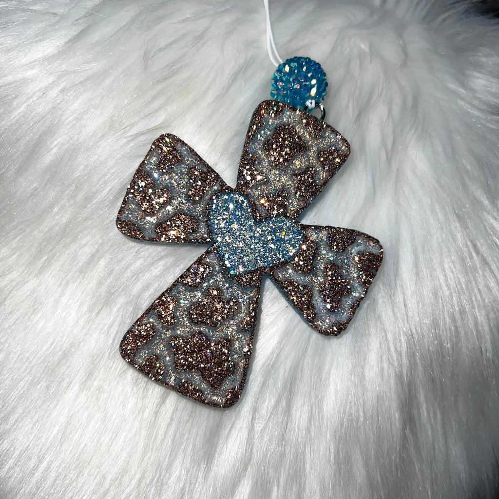 Cow Print Cross with Heart