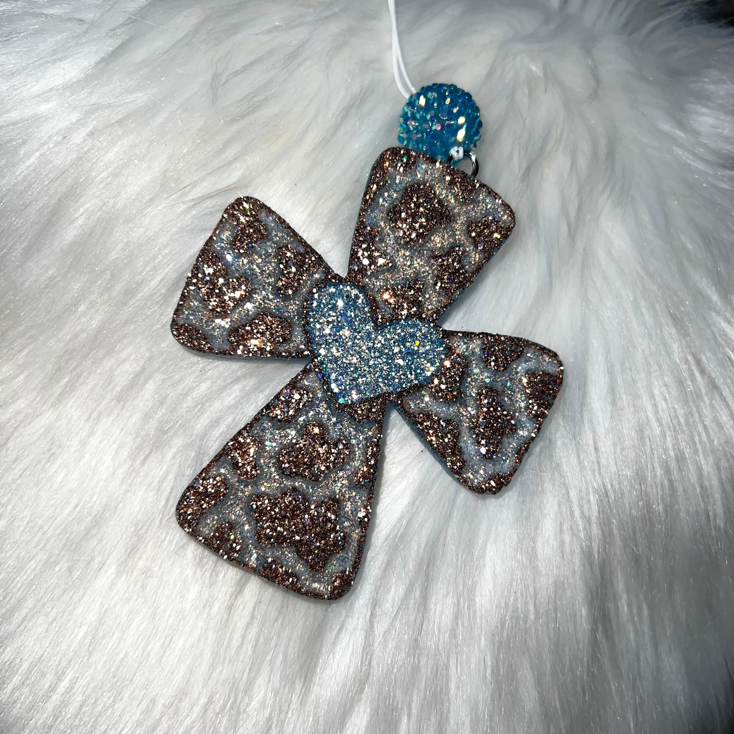 Cow Print Cross with Heart