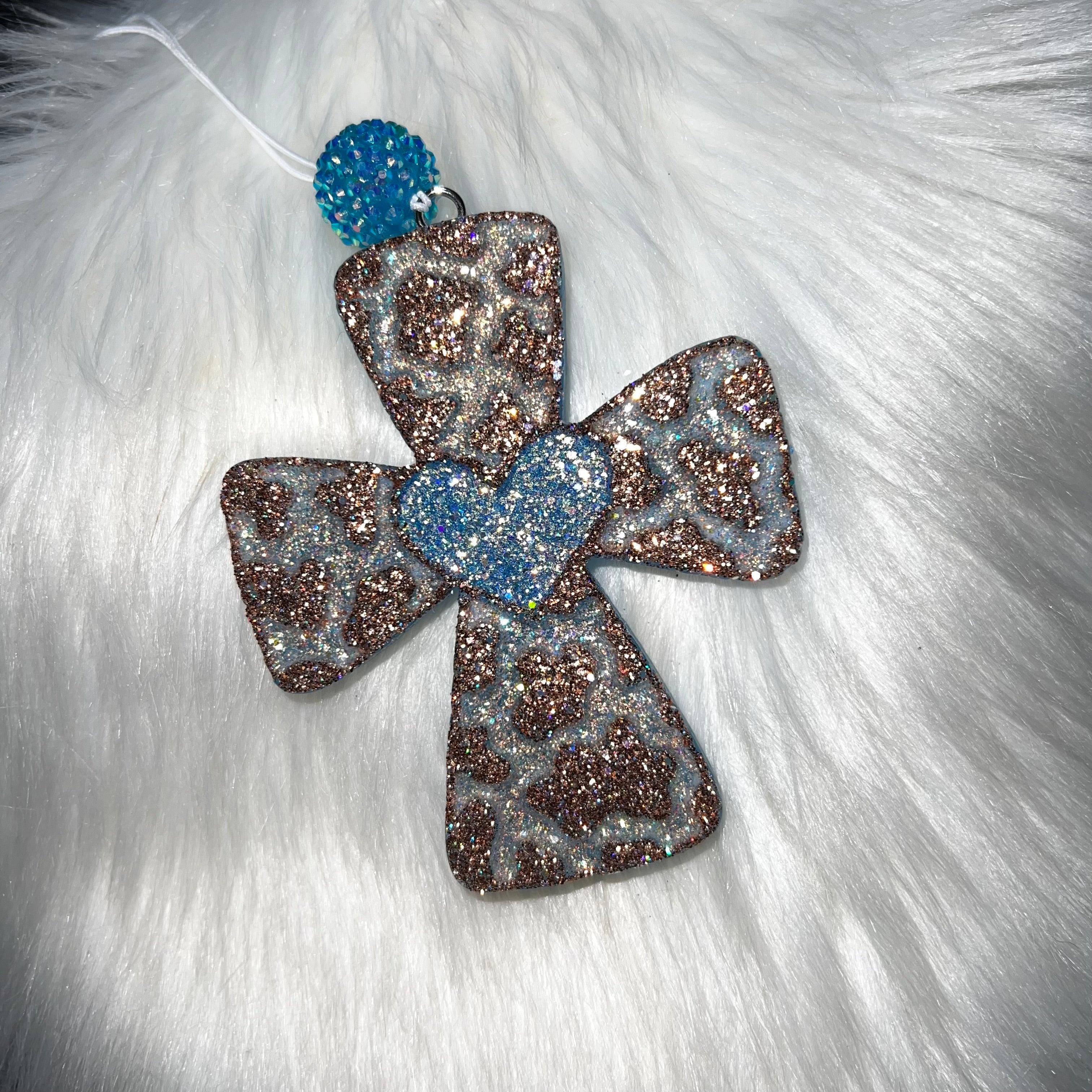 Cow Print Cross with Heart